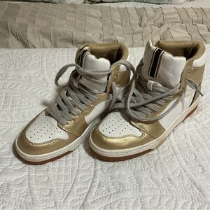 ShuShop Gold and White Women's Sneakers